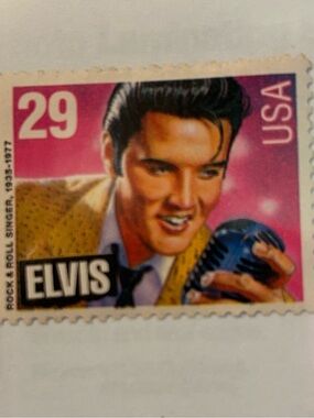Elvis Presley Collectible Stamp Art Print - Pink, Yellow, Blue
